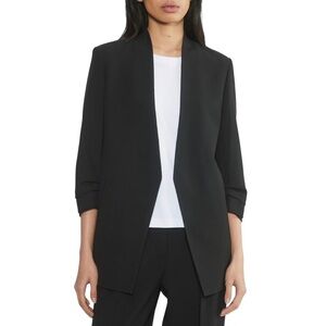 Aritzia Babaton Power Blazer Black Mirror Crepe Hip Length Sz 2